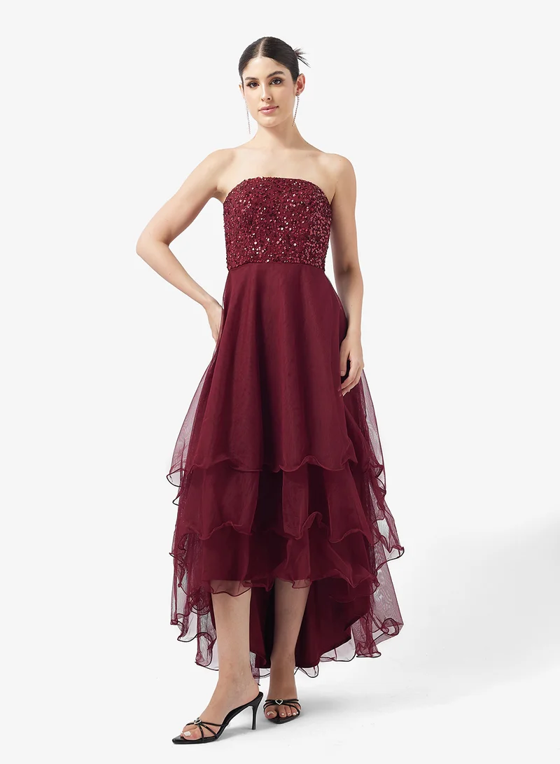 Little Mistress Embellished Bandeau Maxi Dress
